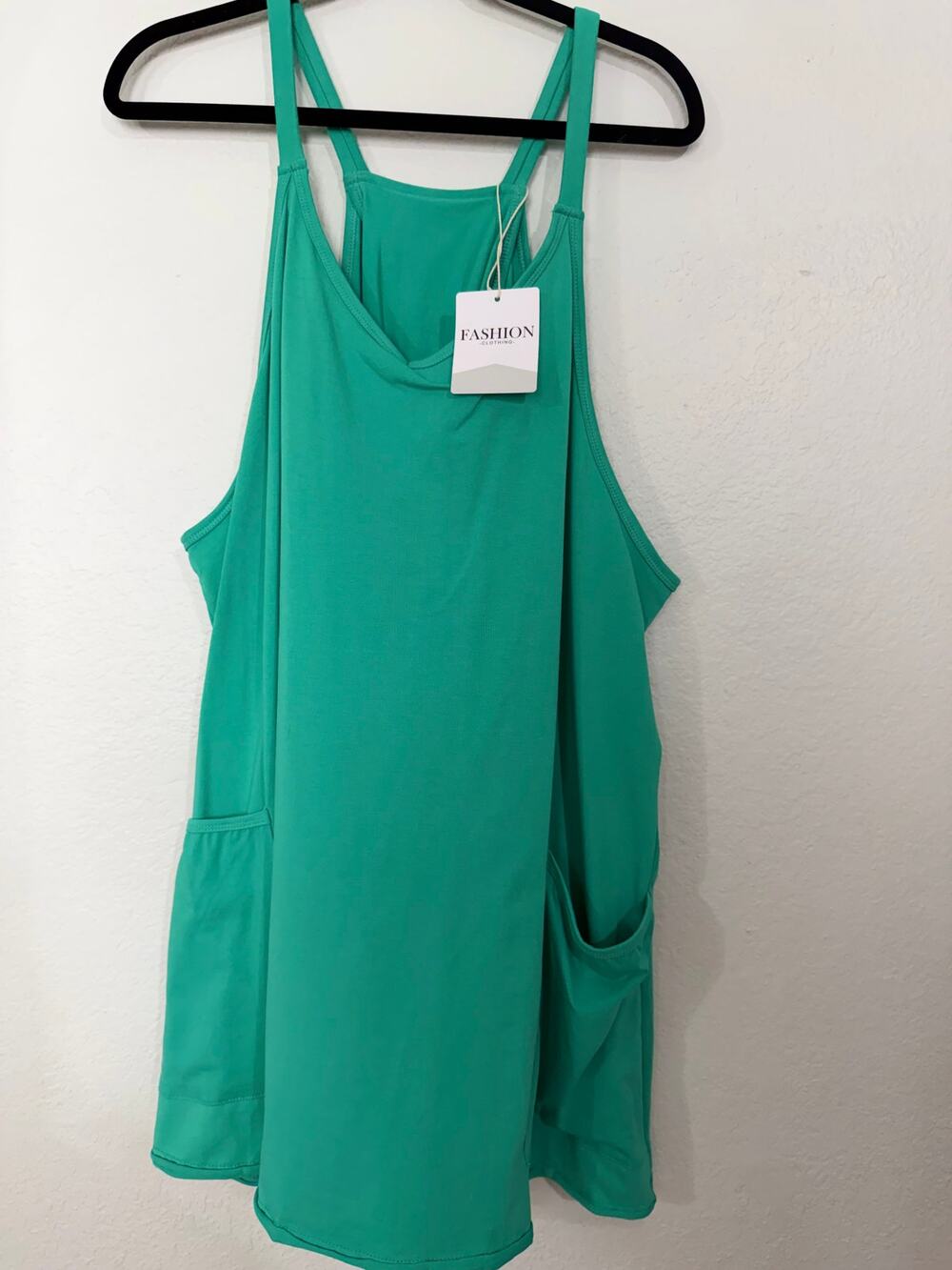 Fashion Teal Pocket Tank Dress XXL